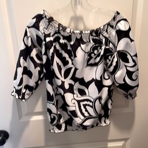 White House black market silk top off the shoulder